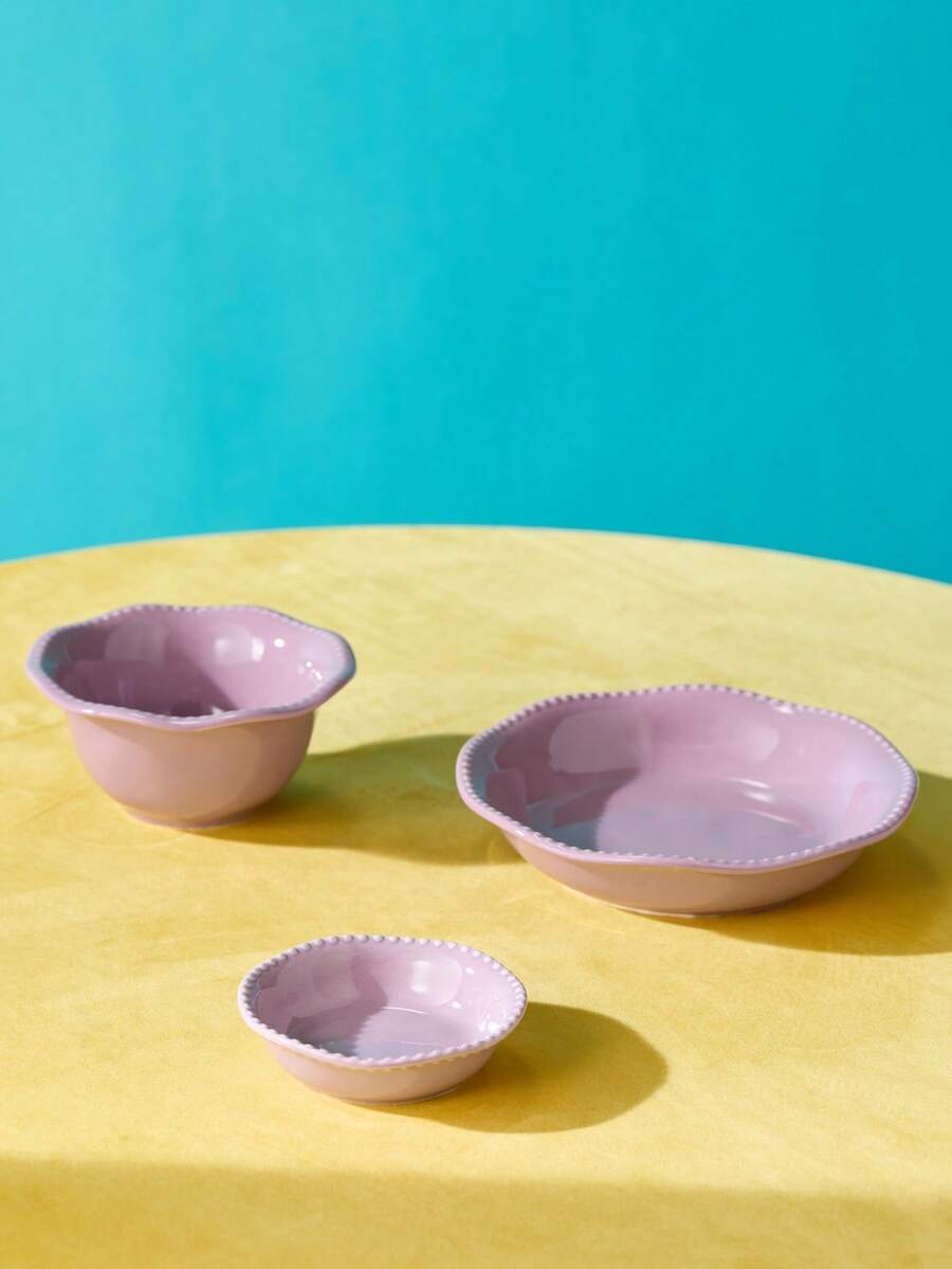 Joivida 1PC French Style Minimalist Rice Bowl With A High-End Feel, Home Ceramic Tableware - Purple - View 1
