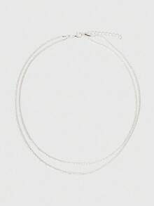 SHEIN BAE 1pc Fashion Shiny Minimalist Delicate Collarbone Necklace, Design For Women - Silver - View 3