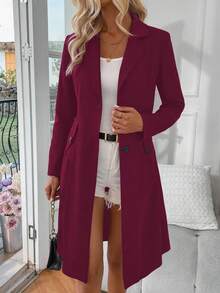 EMERY ROSE 女士时尚翻领单排扣西装外套 - 紅色 - 查看 1