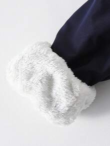 休闲宽松长袖拉链连帽青少年男童夹克 - 藏蓝色 - 查看 7