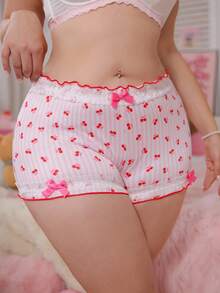 PetitDoll 1pc Eyebrow Girl Cherry Striped Pink Bow Series Panties