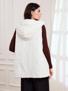 Miaspire Autumn And Winter Women's Hooded White Fleece Jacket, Reversible Casual Jacket, Warm Top For Going Out,Zip Hoodie