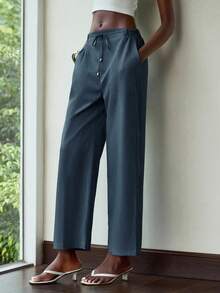 Lumivelle Ceinture fine minimaliste pour navetteur, jambe ample droite, taille élastique, boucle métallique