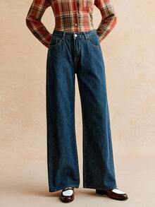 Écloséra Loose Fit Denim Jeans, Fashionable For Summer - Medium Wash - View 3