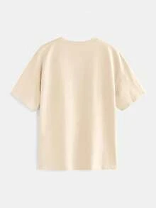 EMERY ROSE 女式休闲蝴蝶结图案圆领落肩短袖T恤 - 杏色 - 查看 2