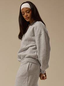 MUSERA ESSENTIALS 拉链罗纹袖口卫衣 冬季返校休闲日常基础款卫衣 - 淺灰色 - 查看 3