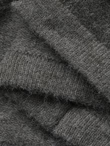 Livesso 女士秋季圆领开衫和长针织裙两件套 - 灰色 - 查看 6