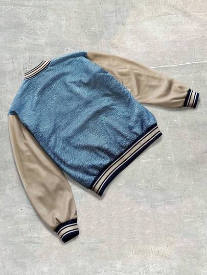 Street Life Veste de baseball mode à boutons devant avec patchwork bicolore, automne/hiver