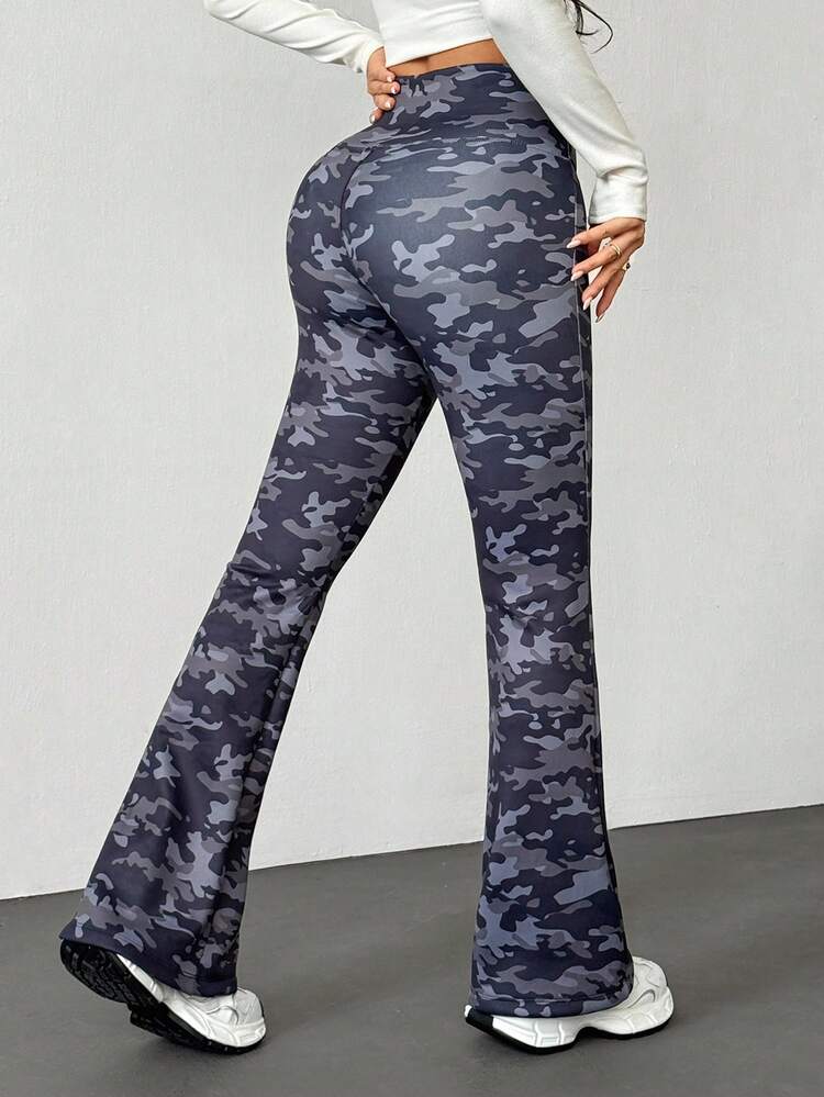 Women's Outdoor Camouflage Flare Pants, Sports Trousers