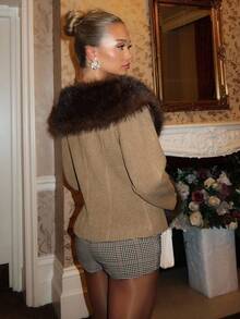 Glamine Charm Vintage High End Retro Style Women's Off Shoulder Jacket Autumn  Women's Winter Jacket - Camel - View 2