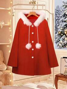 Lyxana Manteau casual à manches longues et à couleur contrastée pour femmes, moelleux, pour Noël - Rouge - Voir 5