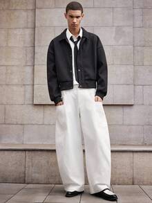 SWAVVY Men's Casual Solid Color Loose Long Pants, Autumn