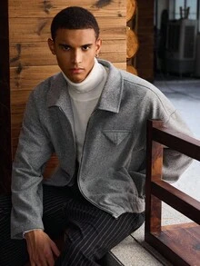 SWAVVY Abrigo de moda para hombre, otoño/invierno - Gris - Ver 5