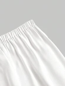 Maija Bộ đồ thu 2025 cho nữ, áo cardigan tay dài buộc dây phía trước bằng vải satin vân chéo màu trơn và quần co giãn cạp chun, phù hợp mặc trong lễ hội âm nhạc, tiệc tùng, công sở, trang phục công sở, áo cánh thanh lịch - trắng - Xem 11