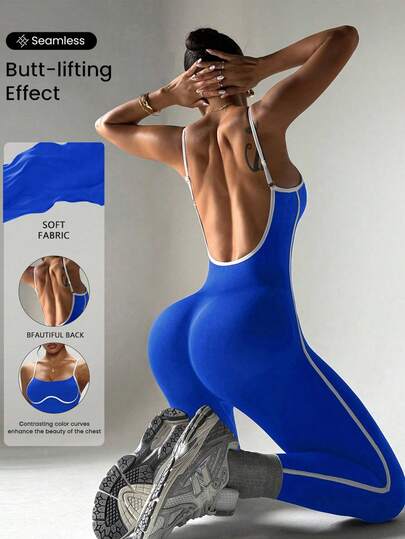 Easithlete Women's Backless Jumpsuit For Daily Fitness, Sports Romper
