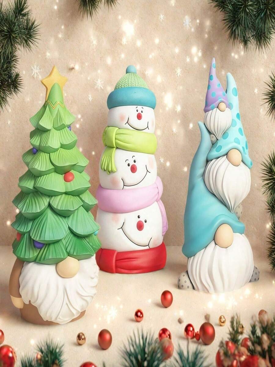 1 molde de vela perfumada con diseño de árbol de Navidad/muñeco de nieve apilado/Papá Noel, molde de vela tridimensional navideña DIY, molde de jabón hecho a mano, molde para hacer figuras decorativas artesanales