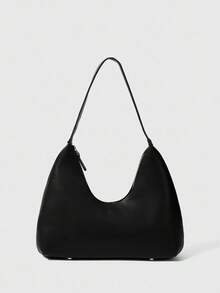 SHEIN BAE 复古简约法式新月腋下包，时尚优雅百搭单肩/斜挎法棍包，适合女士