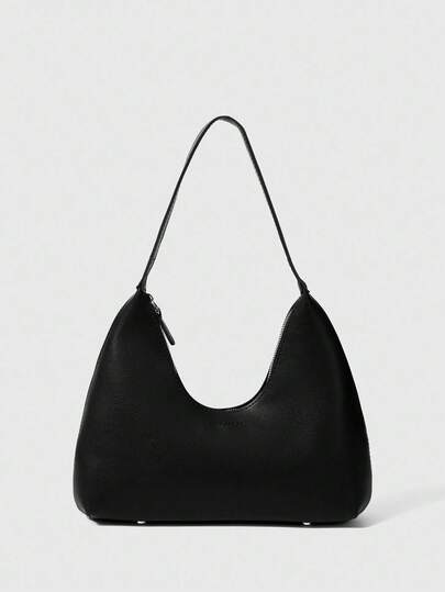 SHEIN BAE 复古简约法式新月腋下包，时尚优雅百搭单肩/斜挎法棍包，适合女士