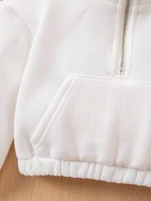 SHEIN Sweat-shirt blanc à col mignon pour bébé fille, polyvalent pour l'automne/l'hiver - Blanc - Voir 6