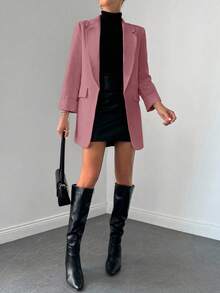 Women's Casual Everyday Commute Notched Collar Blazer, Autumn - Rusty Rose - View 4