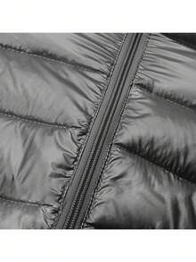 SHEIN Áo khoác có mũ trùm đầu trơn dành cho bé gái mùa thu đông - màu đen - Xem 5