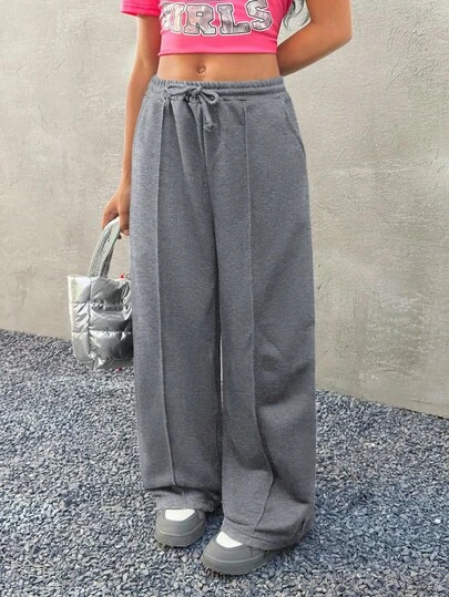 Coolane Kids Tween Girls' Winter Streetwear Basic Casual Loose Fit Gray Sweatpants,Christmas/New Year/Thanksgiving/Party/Elegant/Chic,Comfortable,Warm