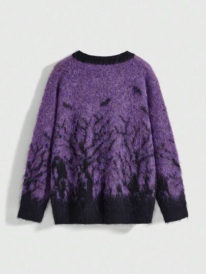 Goth Pull inspiré du conte de fées sombre, lune violette, tricot moelleux avec une ambiance cosy, automne/hiver