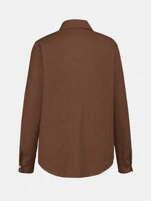 BizChic 春夏新款翻领前开襟女式衬衫，现代优雅都市通勤休闲浪漫90年代复古风，适合圣诞节、新年、情人节、派对、海滩、毕业典礼、嘉年华、假日等各种场合，简约浪漫百搭，适合婚礼宾客、主人、约会、派对、音乐会、早午餐、机场等多种场合。 - 棕色 - 查看 9