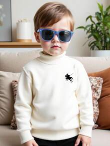 SHEIN Baby Boy Casual Minimalist Long Sleeve Sweater, Suitable For Summer - White - View 1