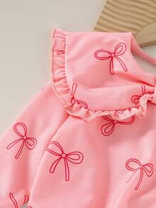 SHEIN 女婴蝴蝶结印花T恤和喇叭裤套装 - 彩色 - 查看 3