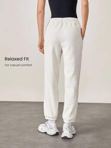 GLOWMODE 26'' Double Thick Fleece Warm Loose Fit Adjustable Drawstring Waist Joggers With Side Pockets Daily Casual Winter