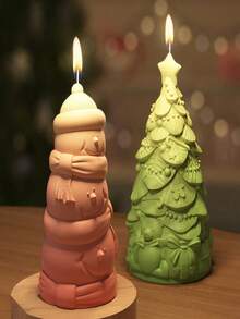 1 molde de vela perfumada con diseño de árbol de Navidad/muñeco de nieve apilado/Papá Noel, molde de vela tridimensional navideña DIY, molde de jabón hecho a mano, molde para hacer figuras decorativas artesanales