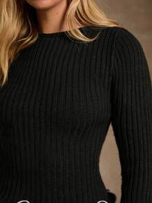 Glamine Women's Fashionable & Elegant Contrast Color Trim Sweater, Autumn/Winter - Black - View 6