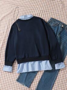 Teen Girl Striped Print Long Sleeve Sweatshirt