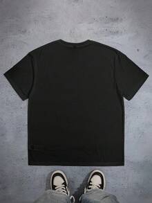 BATMAN X SHEIN Men's Casual Contrast Color Bat Print Round Neck Short Sleeve T-Shirt, Summer - White - View 2