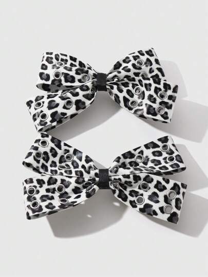 Grunge Punk 2 Stück Y2K Stil Vintage elegant Punk Gothic schwarze Leder Doppel-Luftauslass Schleife Dekor DIY Haarspange Haarklammer, geeignet für Schwestern, Freunde für den täglichen Gebrauch oder als Geschenk zu Feiertagen, Halloween