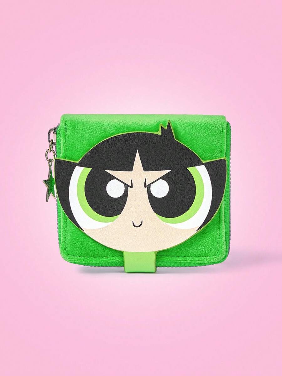 THE POWERPUFF GIRLS X SHEIN A Blue Plush Five-Pointed Star Pull Tab Fashion Cute Portable Change Purse - Green - View 1