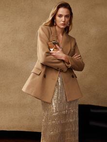 MOTF PREMIUM 女士金色亮片流苏裙，适合冬季派对 - 金色 - 查看 5