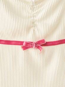 lacRébo Ribbed Long Sleeve Top With Vellvet Pink Bow Detail Spring Women Spring Summer French Style Parisian Style - Apricot - View 7
