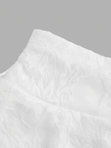 SHEIN MOD 白色女士休闲低腰抽绳蝴蝶结蕾丝面料双层蛋糕裙，适合日常穿着 - 白色 - 查看 5
