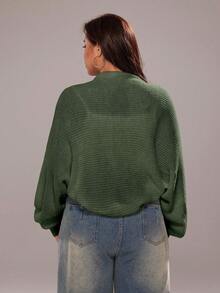 Rustia New Bat Wing Long Sleeve Cardigan Sweater For Women - Army Green - View 2