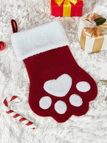 PETSIN 1 szt. świątecznych skarpetek w nowym stylu, w kolorze czerwonym i szarym, ze zwierzakiem