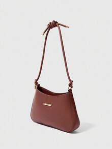 SHEIN BAE Fashion Minimalist Style Simple Women Shoulder Bag, Underarm Handbag, Color Block Black And White Women Crossbody Bag - Coffee Brown - View 2