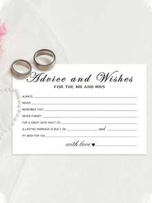 50 piezas - Tarjetas de consejos y deseos para las nuevas parejas Sr. y Sra., novia y novio, recién casados, tarjetas de consejos de boda perfectas para decoraciones de la recepción de bodas/fiesta de duchas nupciales - Blanco - Ver 3