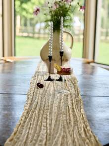 Cirelle 1 pieza Mantel de gasa estilo bohemio para bodas, baby shower/bridal shower, decoración de fiesta de vacaciones, corredor de mesa rústico de tela de vestir de queso de gasa