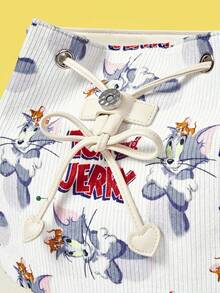 TOM & JERRY X SHEIN Cat Printed Flap Girls Backpack - Multicolor - View 4