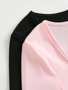 SHEIN Girlism 2pcs/Set Tween Girls' Crew Neck Fitted Basic Casual Long Sleeve T-Shirts