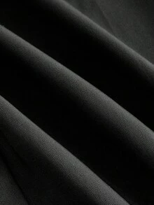 SHEIN MOD 大码黑色提花拼布金属扣带连体裤 - 黑色 - 查看 4