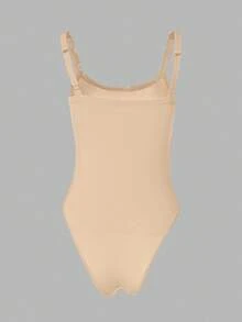 Rovax Women's Minimalist Embroidered Sleeveless Bodysuit - Khaki - View 2