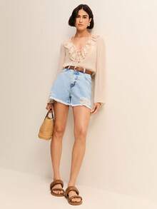 Daynim Women Denim Shorts - Rửa trung bình - Xem 7